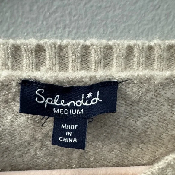 Splendid Cream and Brown Heart Sweater - Picture 4 of 5